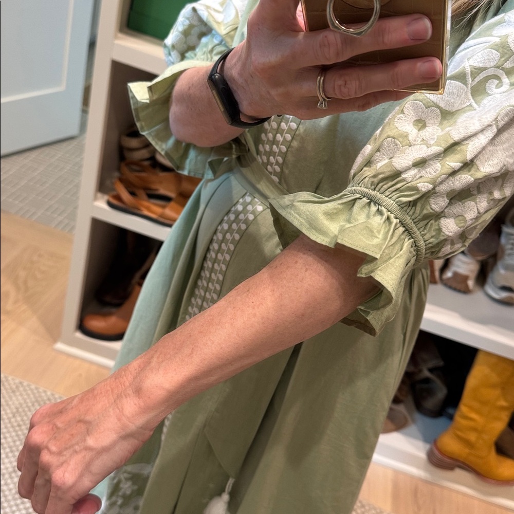 Julia Amory with Arron Green Embroidered Puff Sleeve Midi Dress - Picture 5 of 6